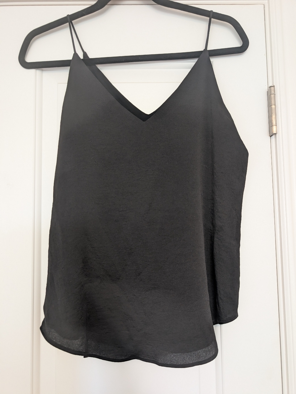 Black V-Neck Satin Cami Top